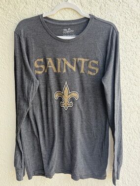 Majestic New Orleans Saints Long-Sleeve Tee - Gray/Gold